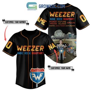 Weezer Indie Rock Roadtrip Personalized Black Design Baseball Jersey