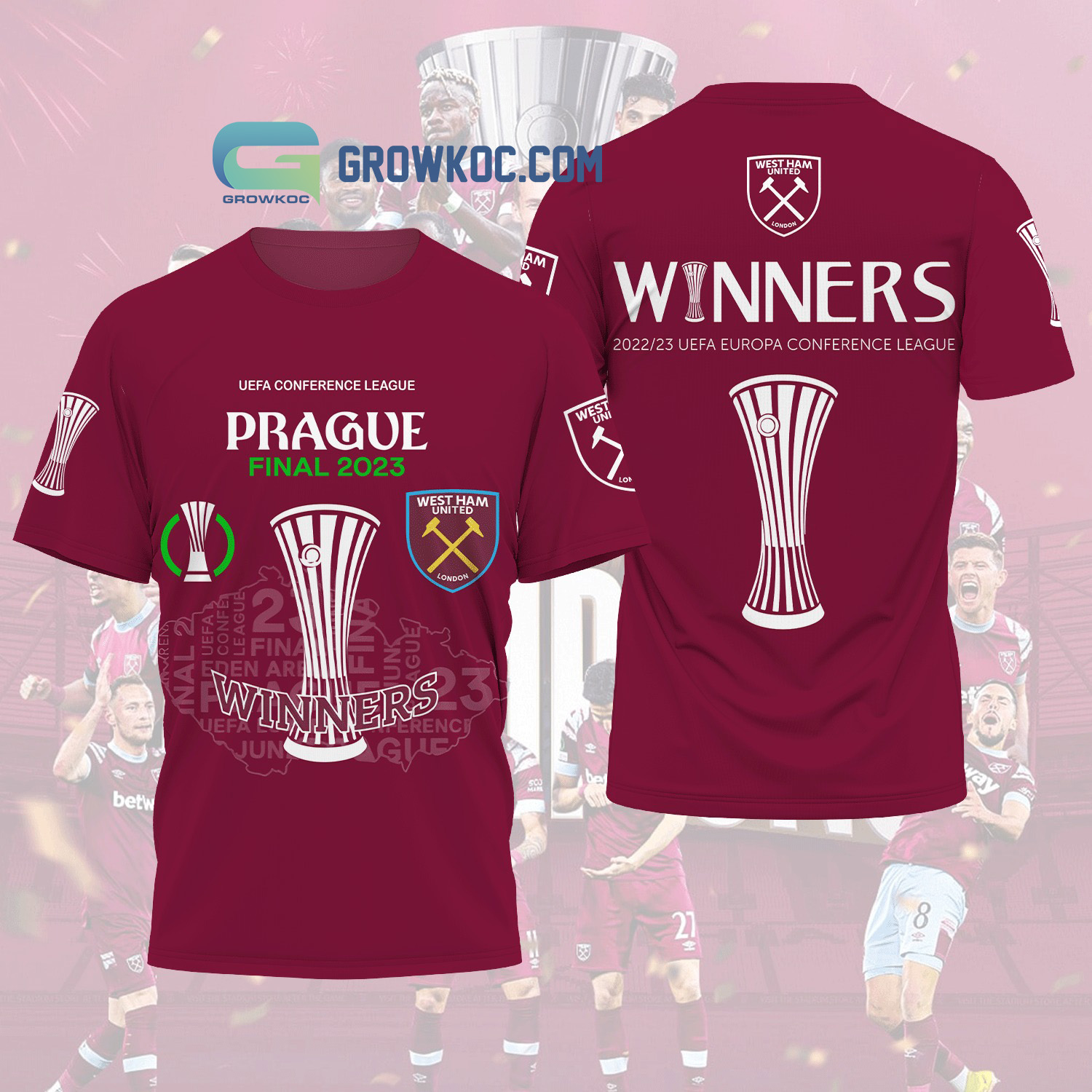 Winners 2023 UEFA Europa Conference League West Ham United Maroon Design Hoodie T Shirt