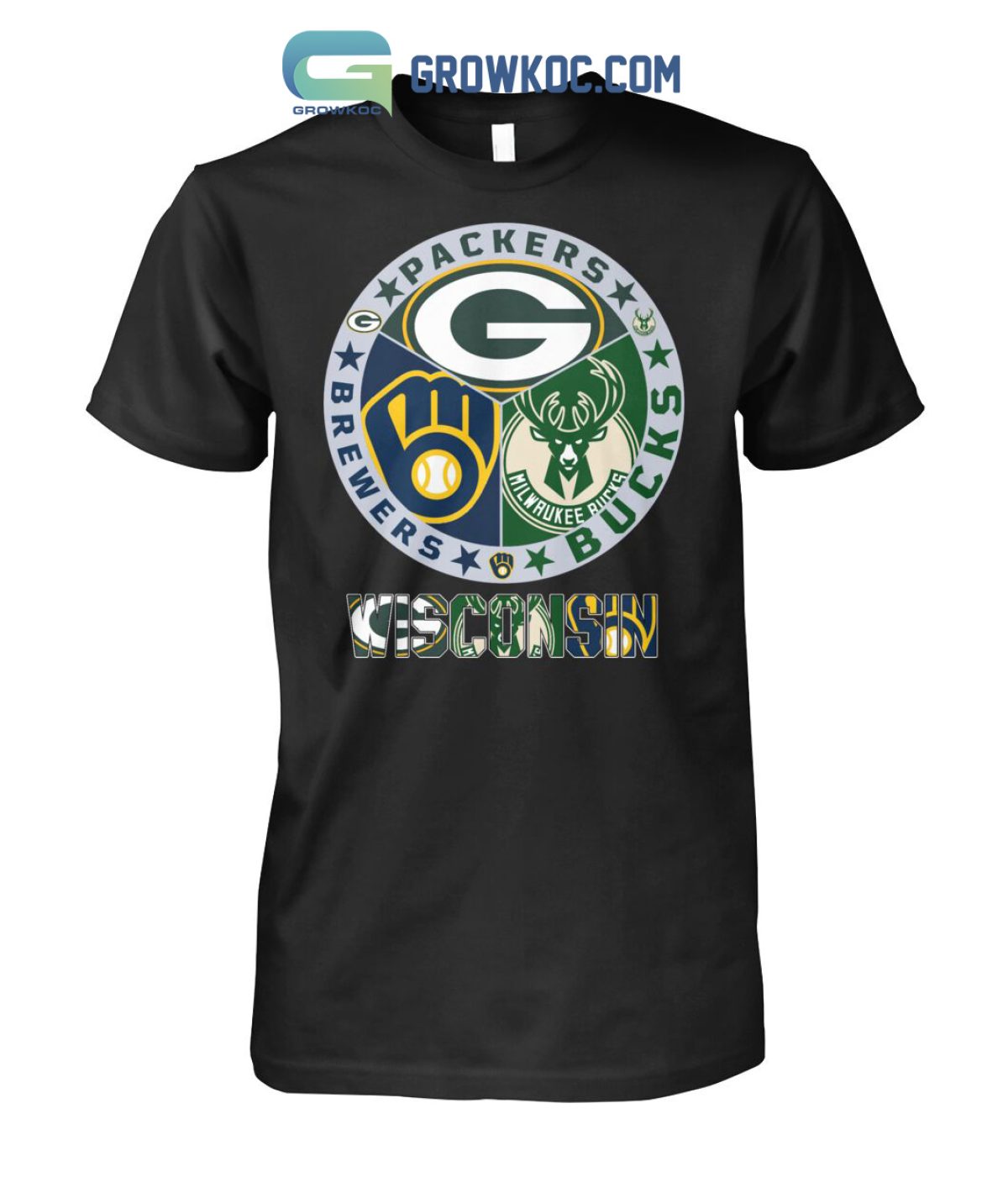 Wisconsin Green Bay Packers Brewers Milwaukee Bucks T Shirt