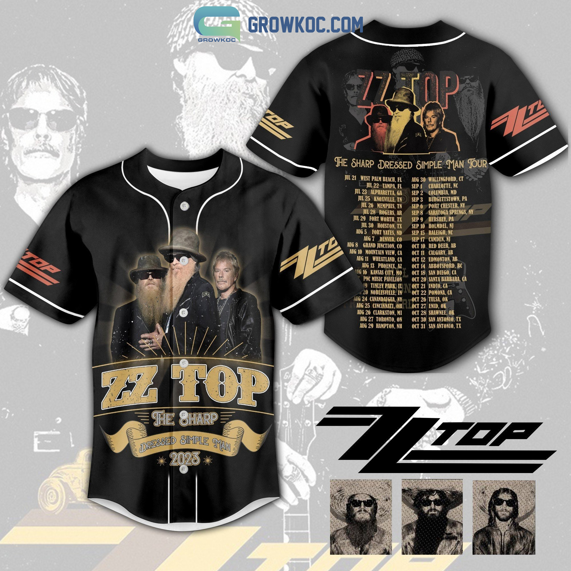ZZ Top The Sharp Dressed Simple Man Tour 2023 Baseball Jersey