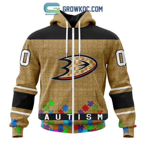 Anaheim Ducks NHL Special Unisex Kits Hockey Fights Against Autism Hoodie T Shirt