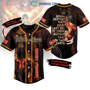 Attack On Titan Eren Yeager Personalized Baseball Jersey
