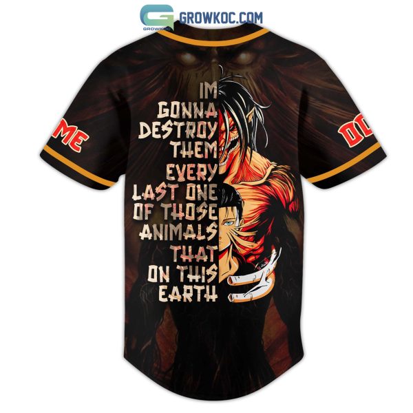 Attack On Titan Eren Yeager Personalized Baseball Jersey