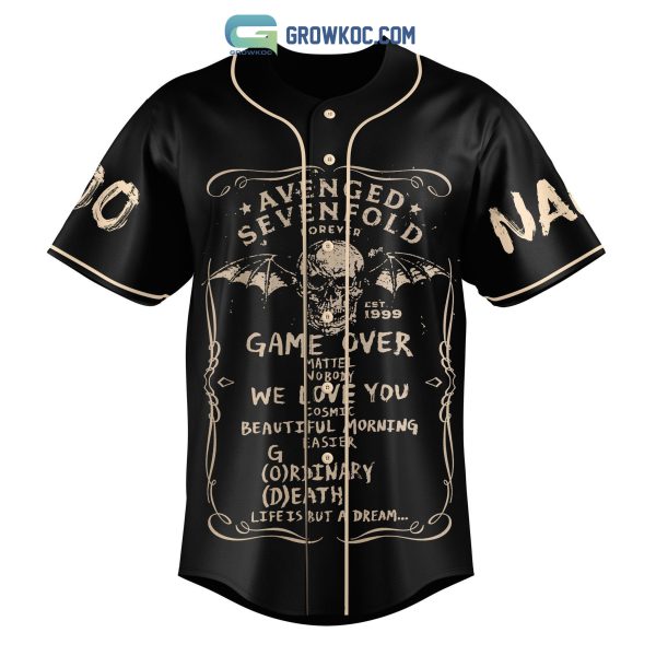 Avenged Sevenfold Life Is But A Dream Personalized Black Design Baseball Jersey