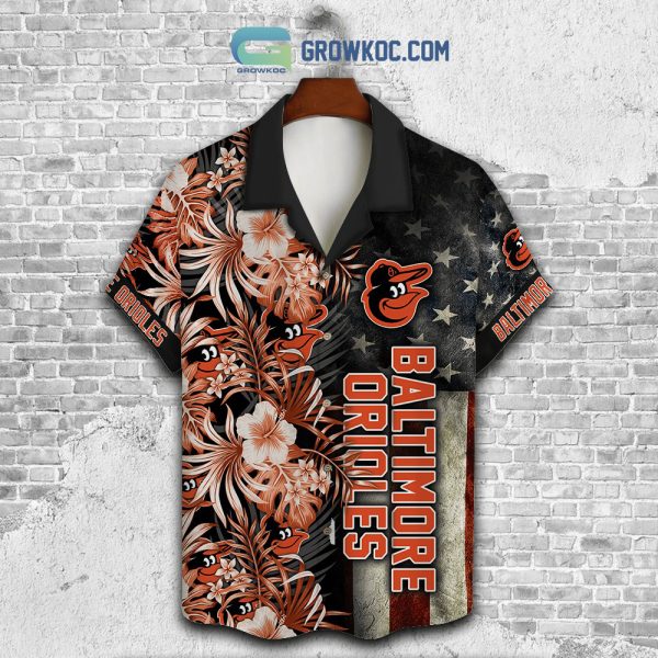 Baltimore Orioles MLB American Flower Hawaiian Shirt