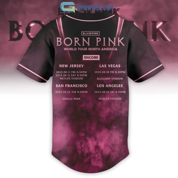 Black Pink Born Pink World Tour North America Baseball Jersey