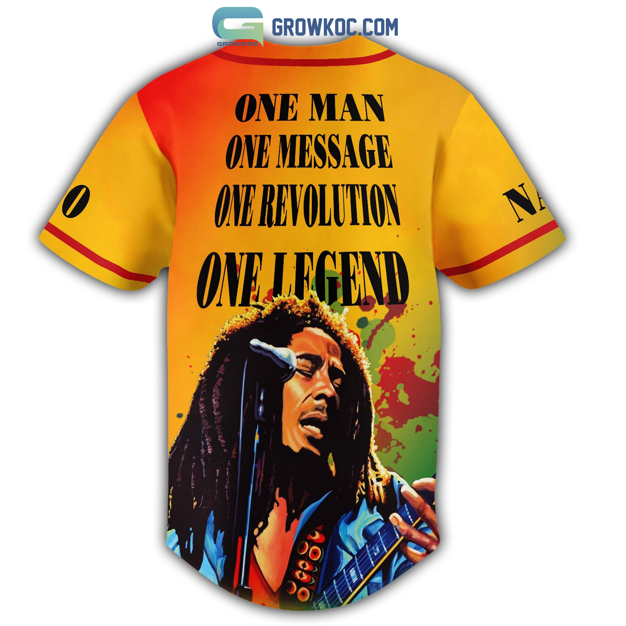 Personalized name number weed Bob Marley baseball jersey shirt
