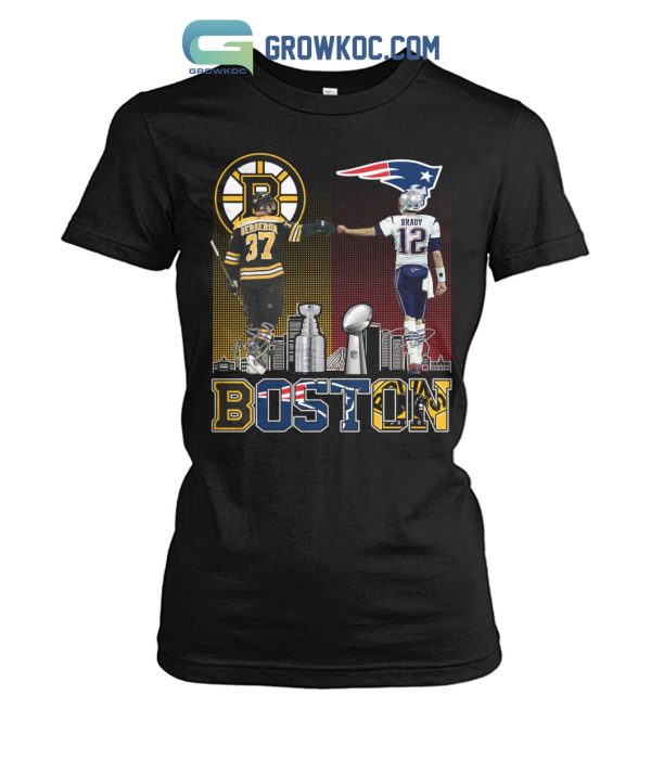 Boston Bruins Bergeron And New England Patriot Tom Brady Champions T Shirt