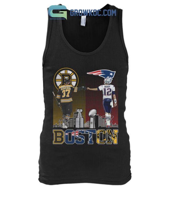Boston Bruins Bergeron And New England Patriot Tom Brady Champions T Shirt