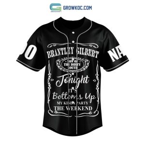 Brantley Gilbert Get’em Up Tonight It’s Bottoms Up Personalized Baseball Jersey