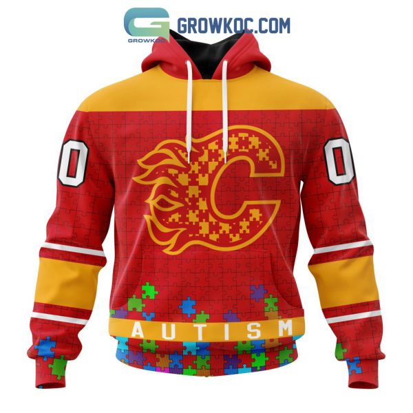 Calgary Flames NHL Special Unisex Kits Hockey Fights Against Autism Hoodie T Shirt