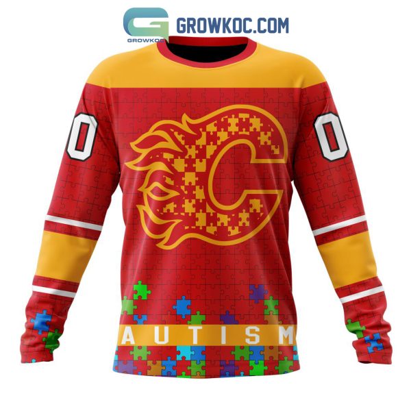 Calgary Flames NHL Special Unisex Kits Hockey Fights Against Autism Hoodie T Shirt