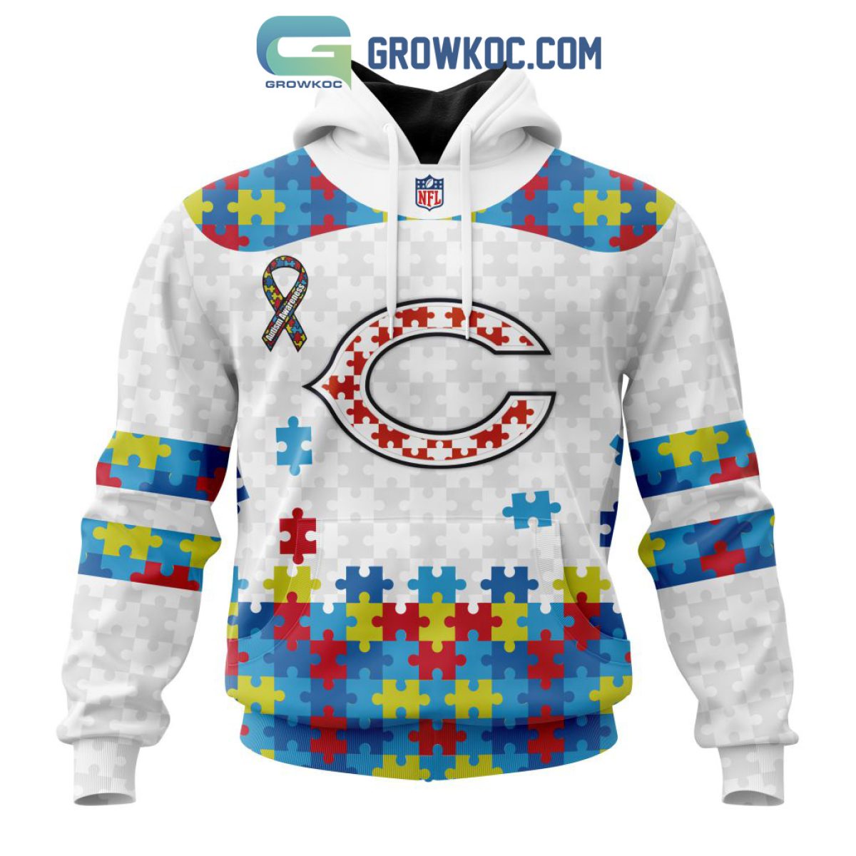 Chicago Bears NFL Special Autism Awareness Design Hoodie T Shirt - Growkoc