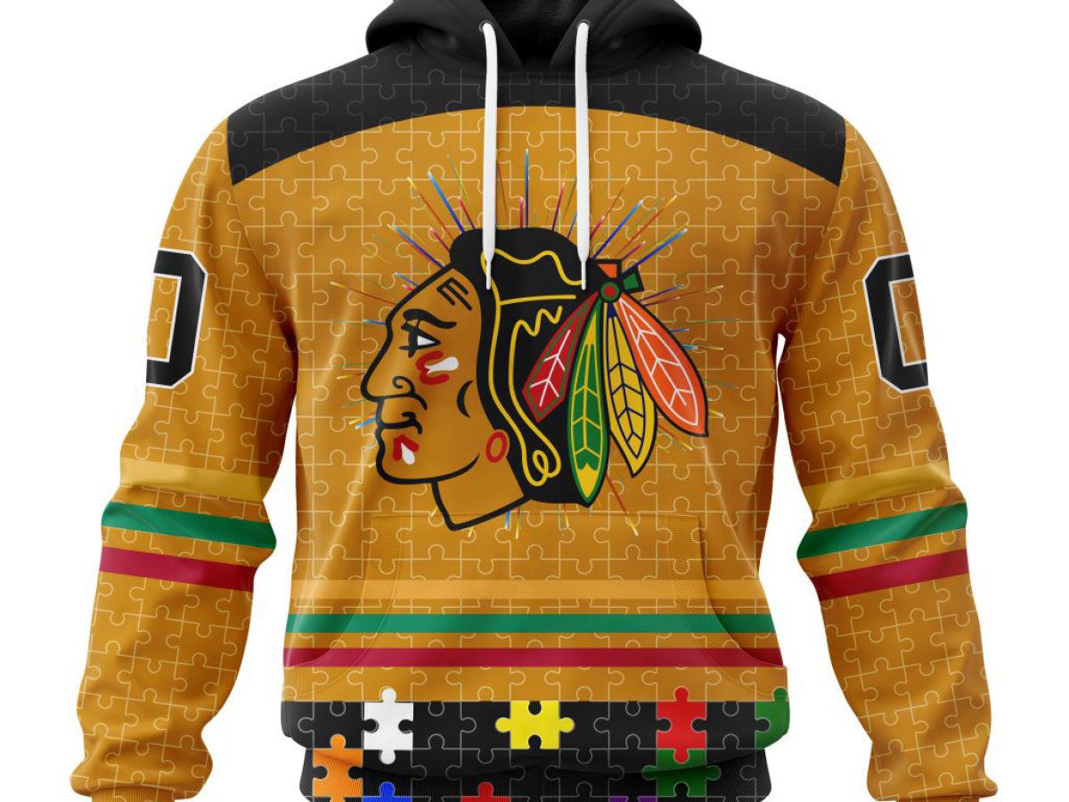 Chicago BlackHawks NHL Special Fearless Against Autism Hoodie T Shirt -  Growkoc