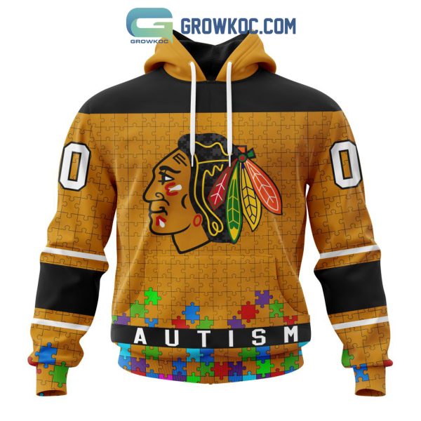 Chicago BlackHawks NHL Special Unisex Kits Hockey Fights Against Autism Hoodie T Shirt