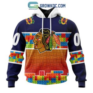 Chicago Blackhawks NHL Special Autism Awareness Design Hoodie T Shirt