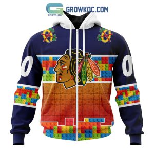 Chicago Blackhawks NHL Special Autism Awareness Design Hoodie T Shirt