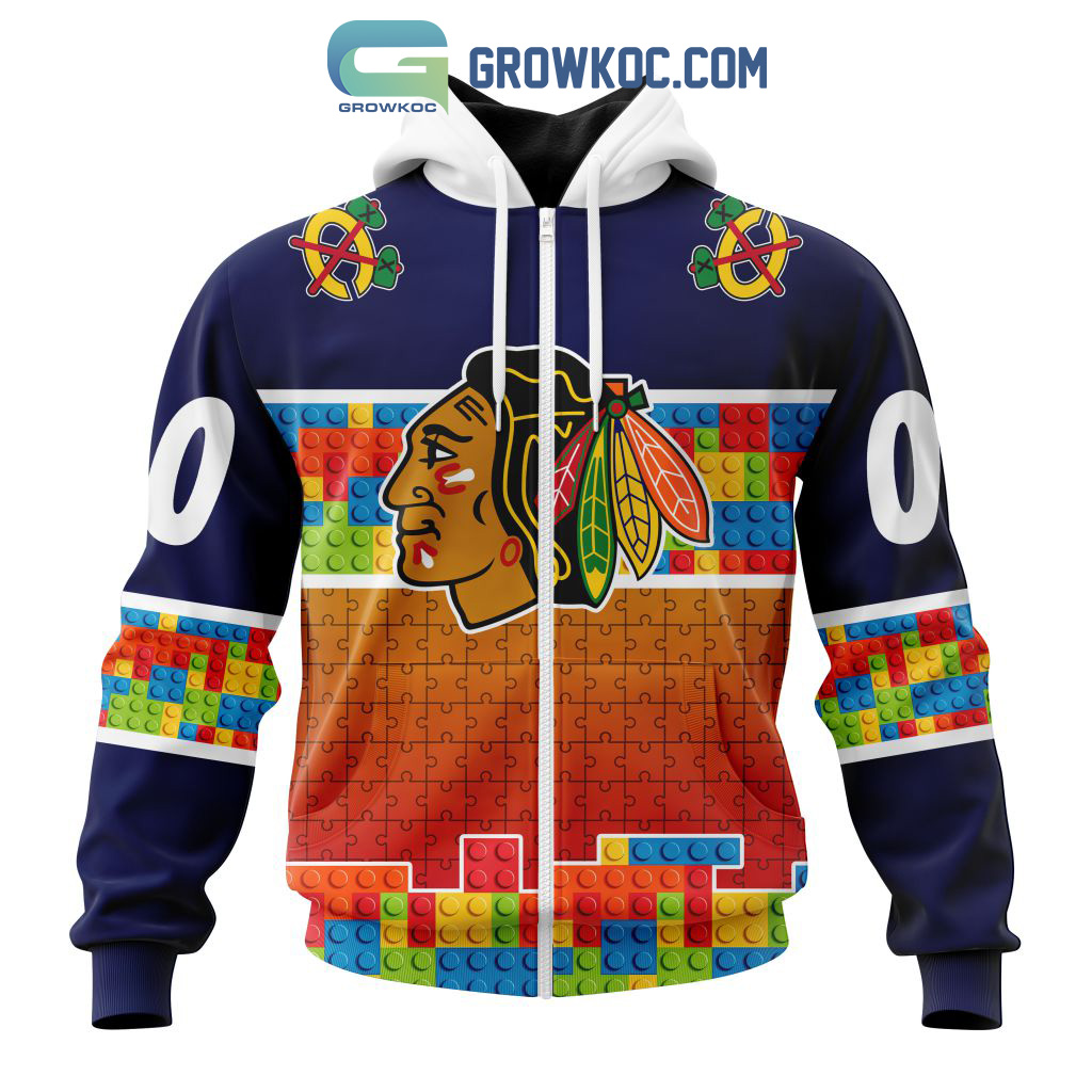 NHL Chicago Blackhawks Puzzle Autism Awareness Personalized Hoodie