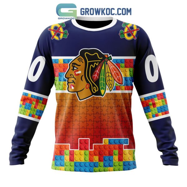 Chicago Blackhawks NHL Special Autism Awareness Design Hoodie T Shirt