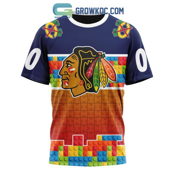 Chicago Blackhawks NHL Special Autism Awareness Design Hoodie T Shirt