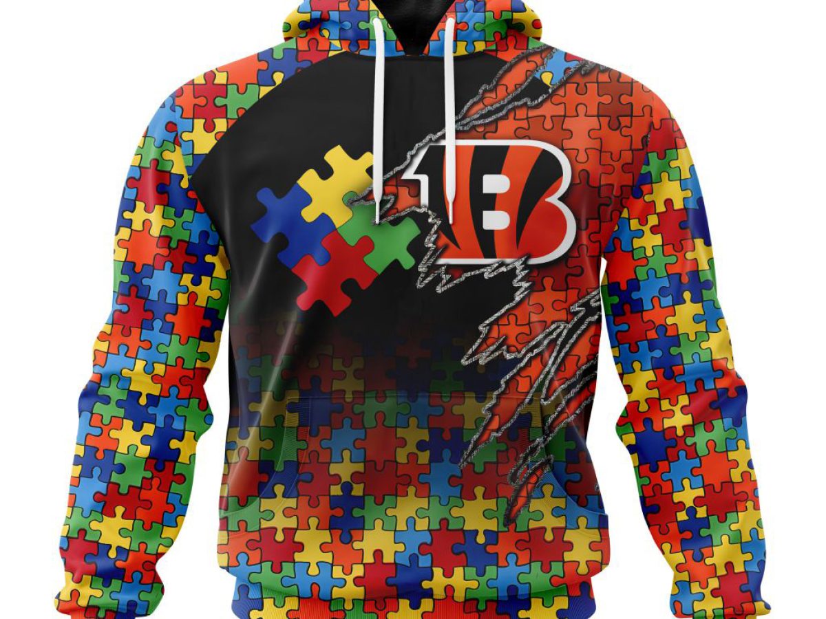 Custom Mens Cincinnati Bengals Hoodie 3D New Autism Bengals