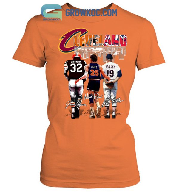 Cleveland Browns Jim Brown Cavaliers Price And Guardians Feller T Shirt