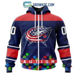 Columbus Blue Jackets NHL Special Unisex Kits Hockey Fights Against Autism Hoodie T Shirt