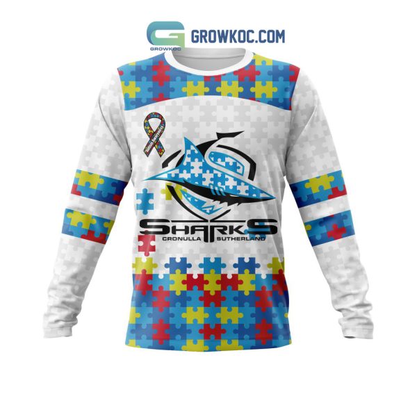 Cronulla Sutherland Sharks NRL Autism Awareness Concept Kits Hoodie T Shirt