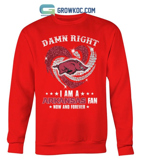 Damn Right I Am A Arkansas Fan Now And Forever T Shirt
