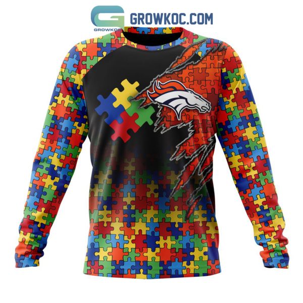 Denver Broncos NFL Special Autism Awareness Design Hoodie T Shirt