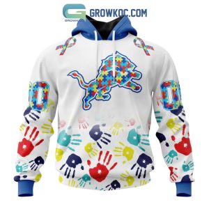Detroit Lions NFL Special Fearless Against Autism Hands Design Hoodie T Shirt