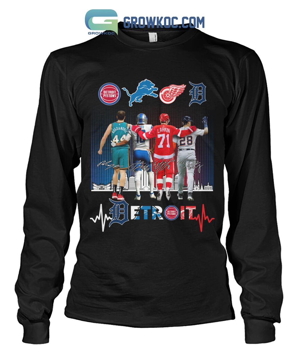 Detroit Lions Pistons Red Wings And Tigers Legend Team T Shirt - Growkoc