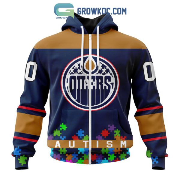 Edmonton Oilers NHL Special Unisex Kits Hockey Fights Against Autism Hoodie T Shirt