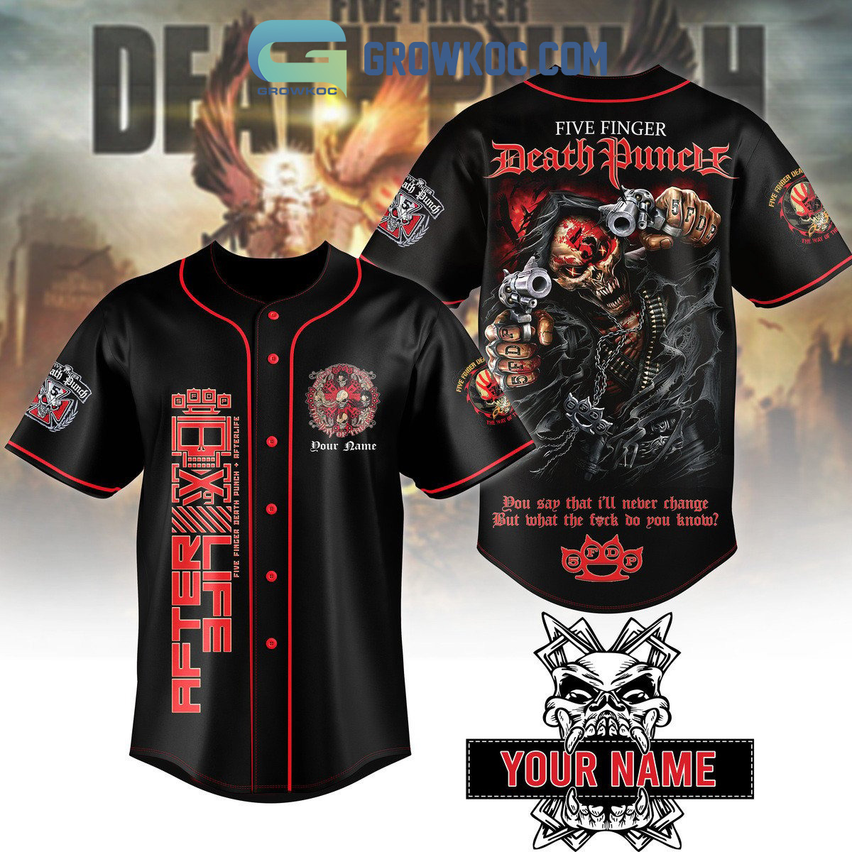 Custom Name Five Finger Death Punch Girl Skull Baseball Jersey For