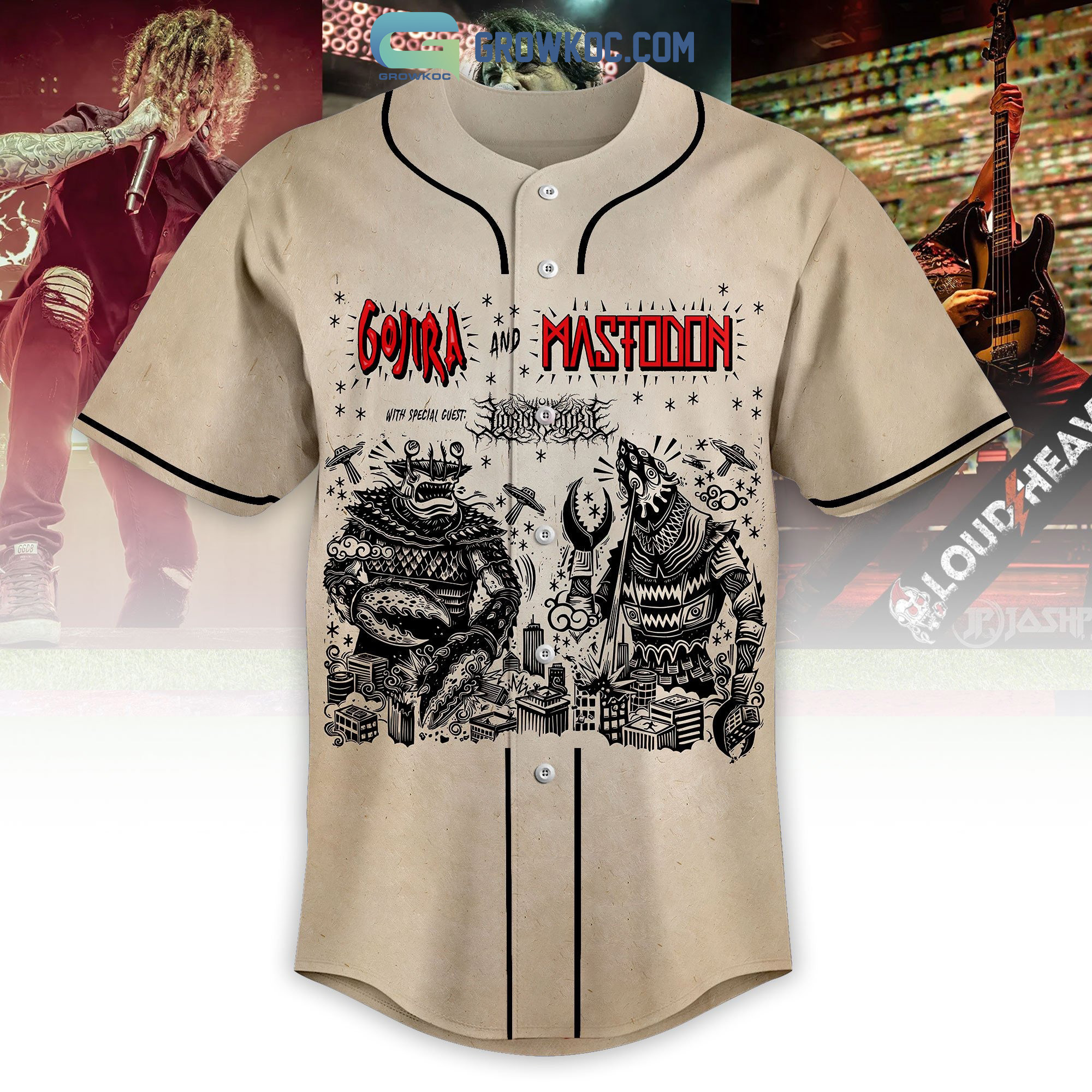 Gojira And Mastodon The Mega Monsters Tour 2023 Baseball Jersey