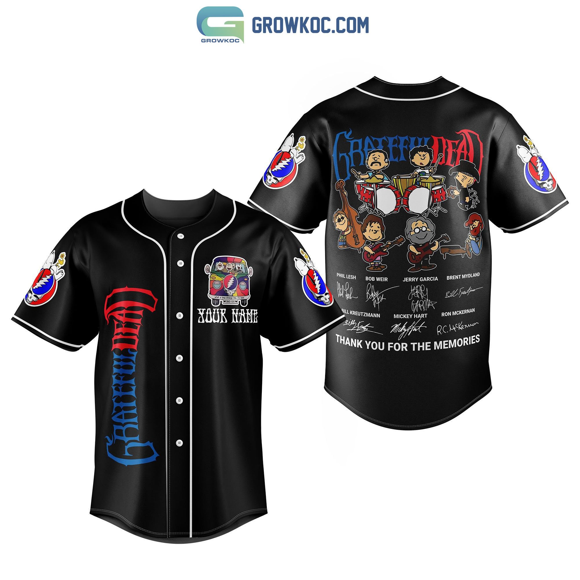Grateful Dead Memories Personalized Black Design Baseball Jersey