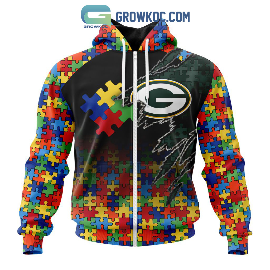 Green Bay Packers NFL Special Autism Awareness Design Hoodie T Shirt -  Growkoc