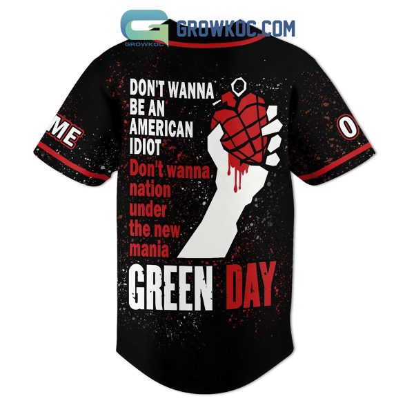 Greenday Don’t Wanna Be An American Idiot Personalized Baseball Jersey