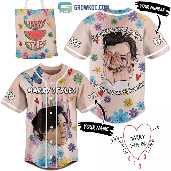 Harry Styles I’ve got A Good Feeling Floating Up And Dreamin Personalized Baseball Jersey