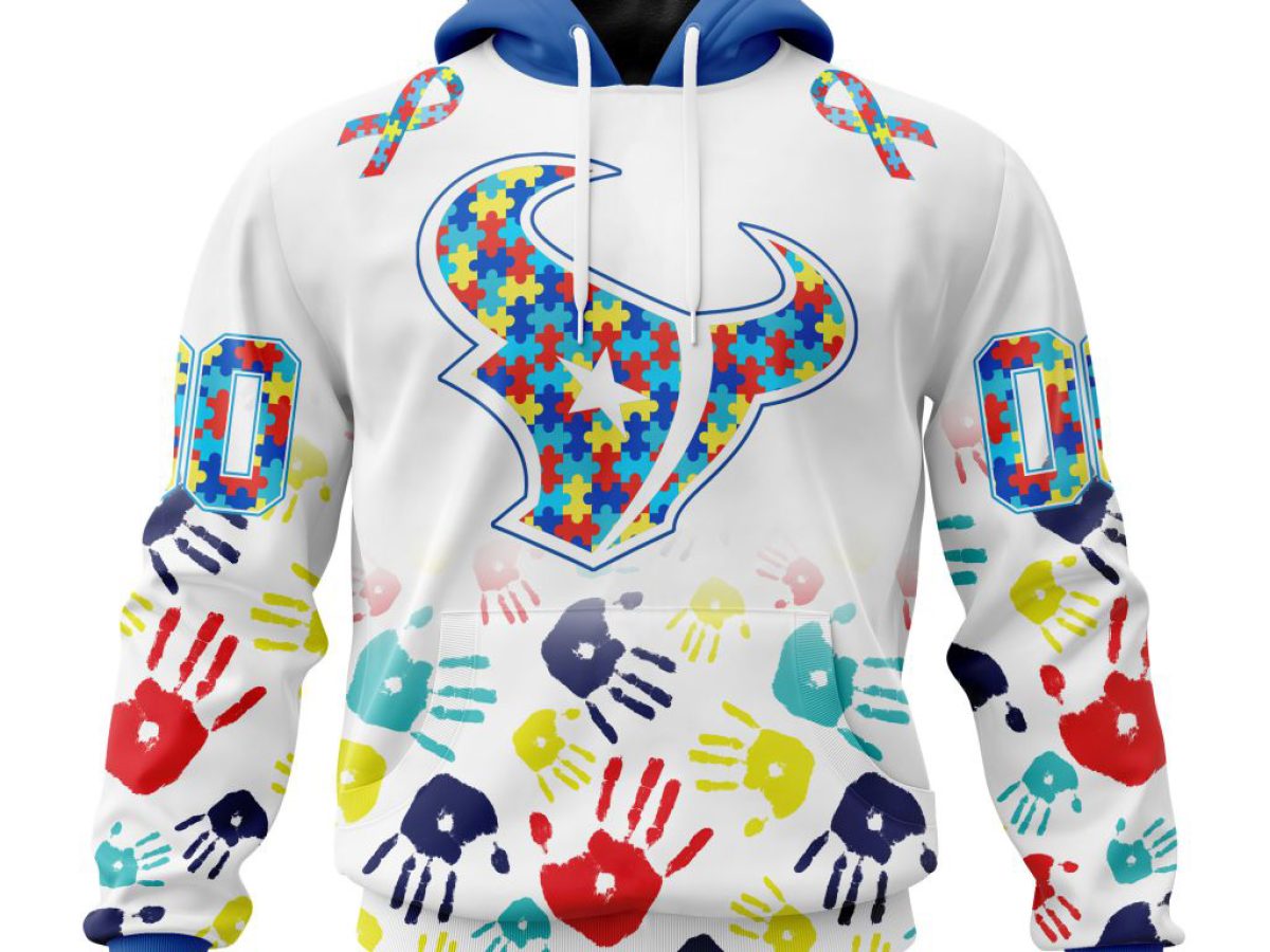 Houston Texans NFL Special Fearless Against Autism Hands Design Hoodie T  Shirt - Growkoc