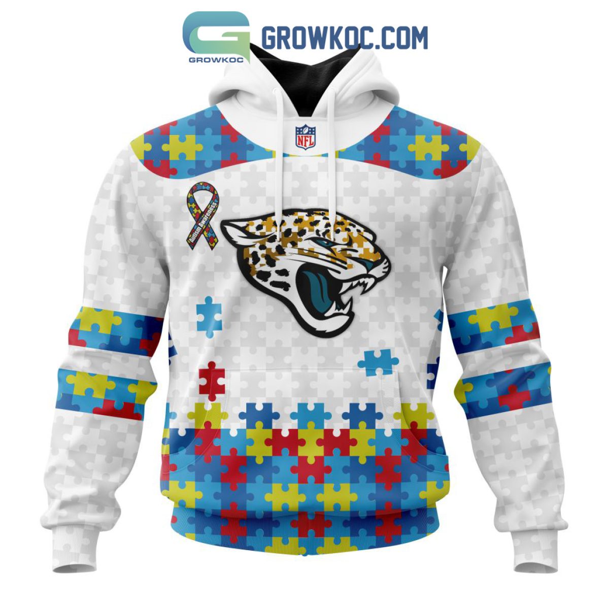 Jacksonville Jaguars NFL Autism Awareness Personalized Hoodie T Shirt -  Growkoc