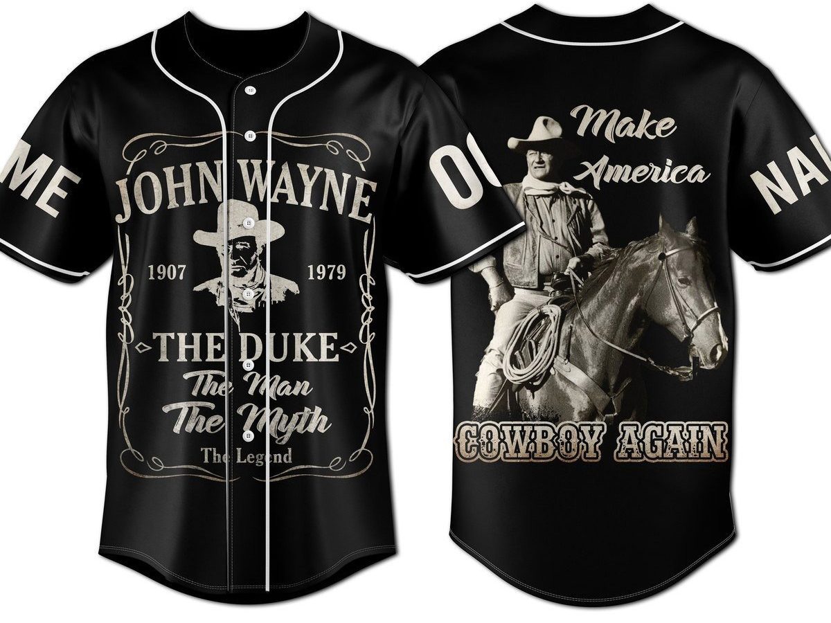 John Wayne Make America Cowboy Again Style Jersey Baseball Shirt Custom  Number And Name - Freedomdesign