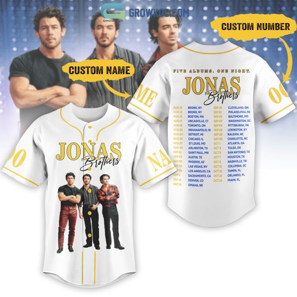 Jonas Brothers Five Album One Night Personalized Baseball Jersey