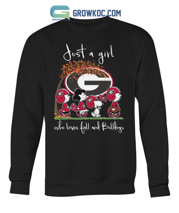 Just A Girl Who Loves Fall And Bulldogs T Shirt