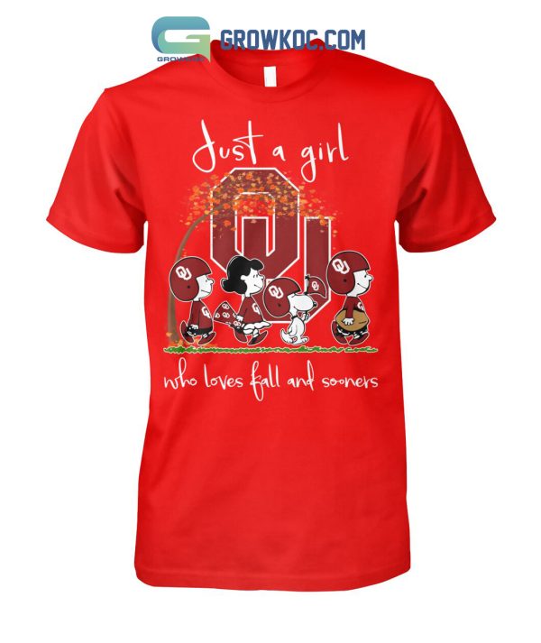 Just A Girl Who Loves Fall And Sooners T Shirt