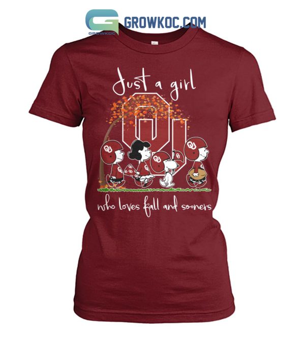 Just A Girl Who Loves Fall And Sooners T Shirt