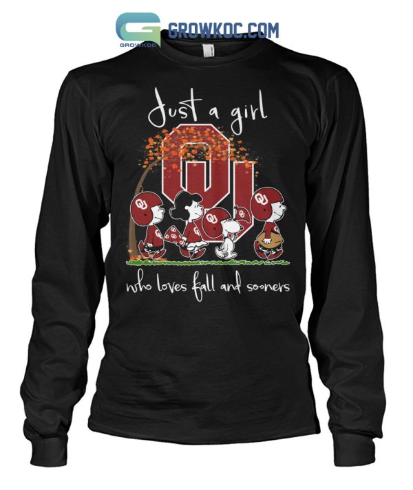 Just A Girl Who Loves Fall And Sooners T Shirt