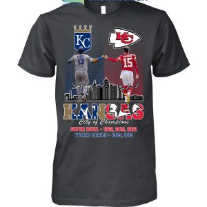 Kansas Chiefs City Patrick Mahomes And City Royals Perez City Of Champions T Shirt
