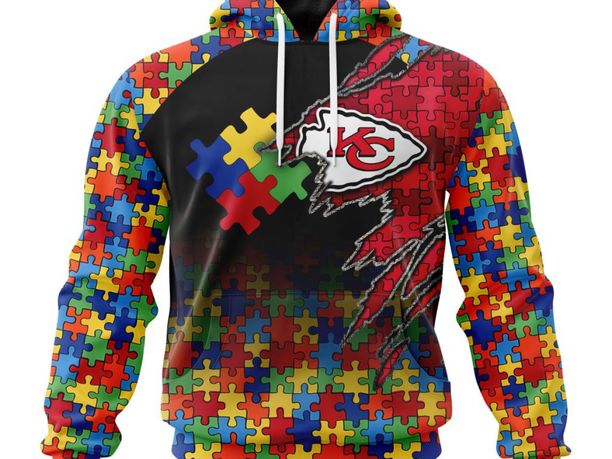 Persionalized NFL Kansas City Chiefs Special Autism Awareness Design Hoodie  - Torunstyle