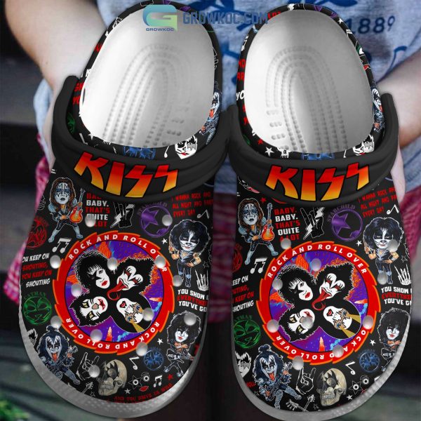 Kiss Rock And Roll Over Black Design Crocs